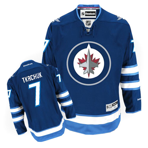 Mens Reebok Winnipeg Jets 7 Keith Tkachuk Premier Navy Blue Home NHL Jersey